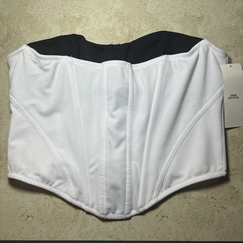 NWT Urban Outfitters Out From Under Corset Top White Black Bra Cups Large L $59